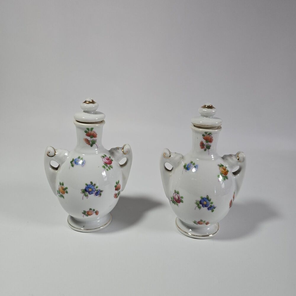 Vintage Floral Mikori Ware Japan Dresser Vanity Perfume Bottles